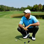 **

"A golf coach, fully clothed in professional attire, practicing deep breathing exercises near a golf course. Serene expression, natural lighting, safe for work, appropriate content, modest, family-friendly, perfect anatomy, correct proportions, natural pose, well-formed hands, proper finger count, natural body proportions, calm background, professional."

**