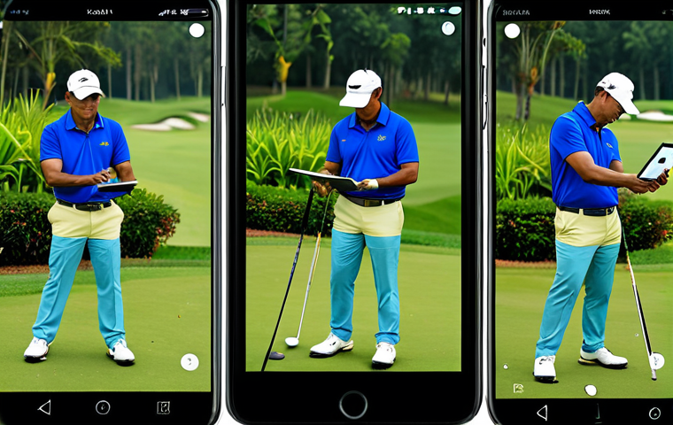 **

"A professional golf coach in Malaysia, fully clothed in golf attire, using a tablet to securely review a client's performance data on the golf course, appropriate content, safe for work, professional, perfect anatomy, well-formed hands, natural pose, modern background."

**